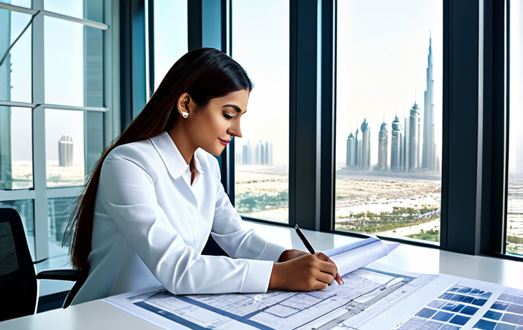 **
"A professional architect, fully clothed in modest business attire, reviewing blueprints in a bright, modern office in Dubai. Large windows showcase the city skyline. Safe for work, appropriate content, perfect anatomy, natural pose, well-formed hands, professional, high quality."
**