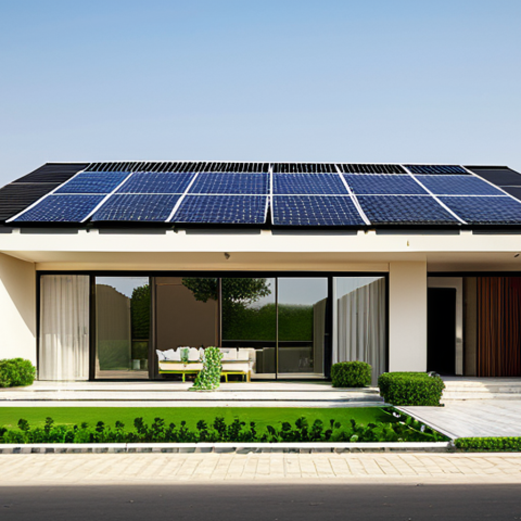 리노베이션에서의 지속 가능한 난방 시스템 - Modern Sustainable Home**

"Exterior of a modern home in Riyadh, Saudi Arabia, featuring solar panel...