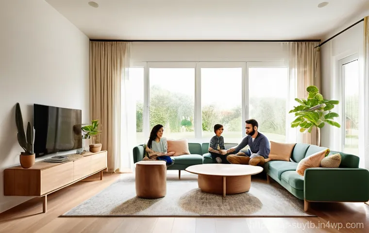 지속 가능한 홈 리노베이션을 위한 정부 지원 프로그램 - **Prompt 1: Family Comfort in a Sustainable Home**
A wide shot of a bright, modern living room i...