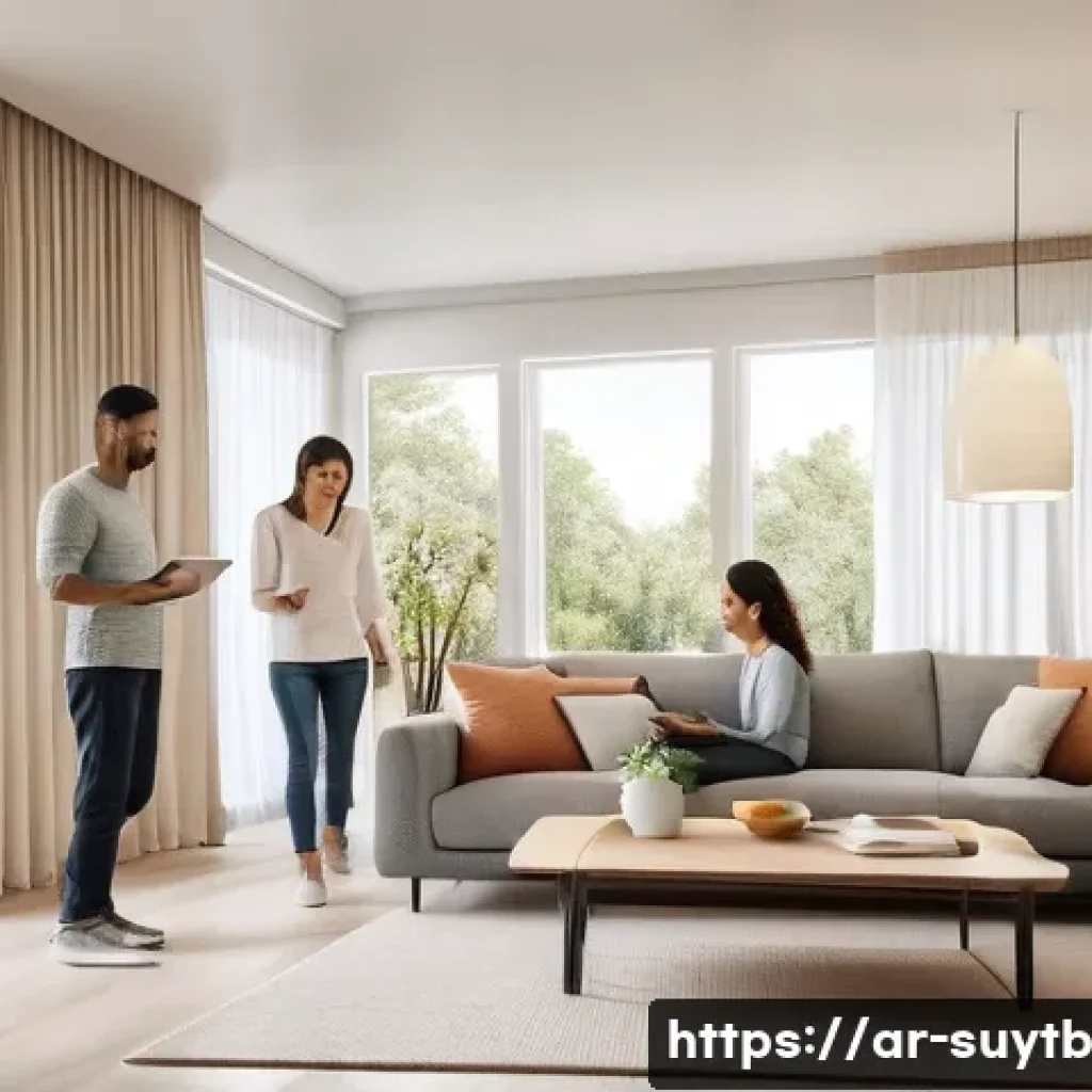 에너지 효율적인 홈 리노베이션 팁 - **Prompt 1: Smart Home for a Modern Family**
    A bright, inviting living room filled with natural ...