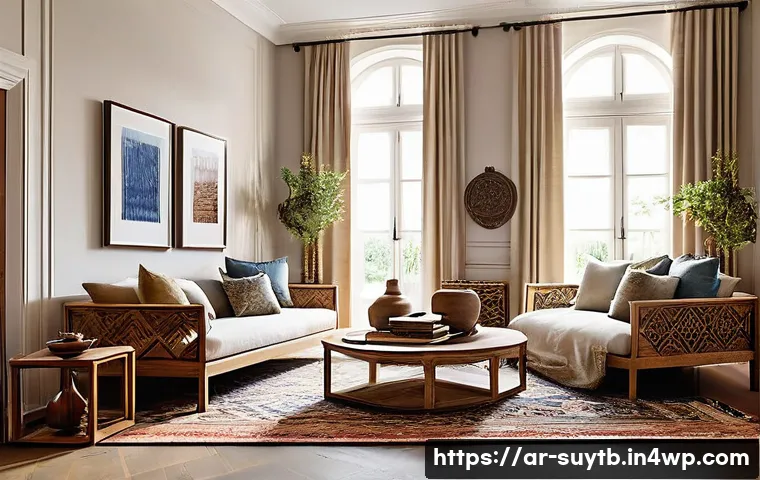 친환경 인테리어 소품의 활용 방법 - **Prompt 1: A Modern Arabic Living Room with Sustainable Wood Furniture**
A bright, inviting mod...